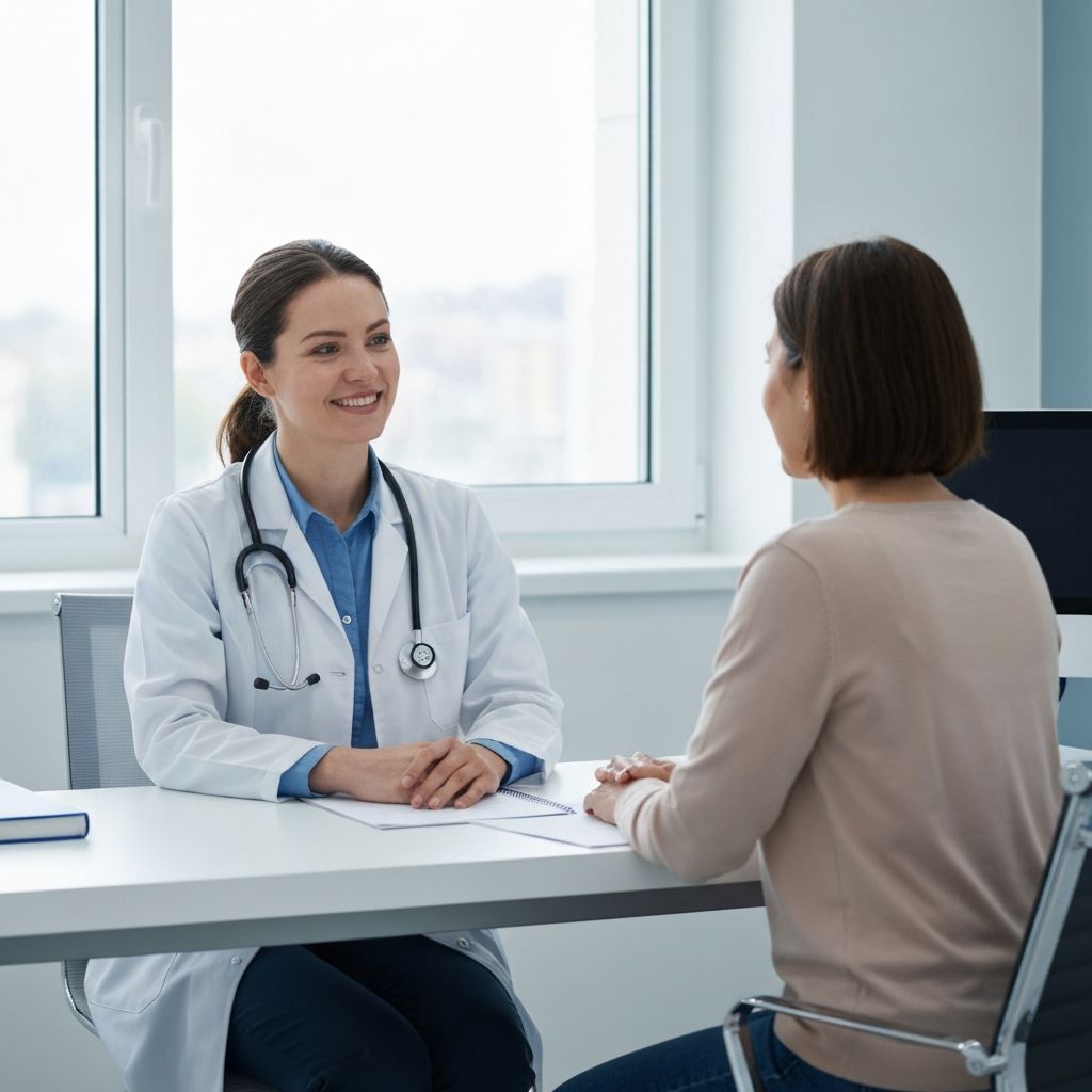Patient discussing blood test results with healthcare provider
